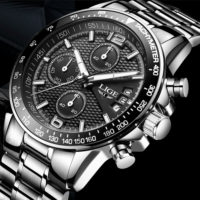 LIGE Mens Watches Waterproof Stainless Steel Business Dress Analog Quartz Wrist Watch