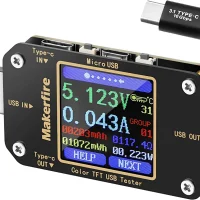 USB Tester Voltmeter USB Voltage Tester and Current Tester USB Power Meter Digital Color Displa